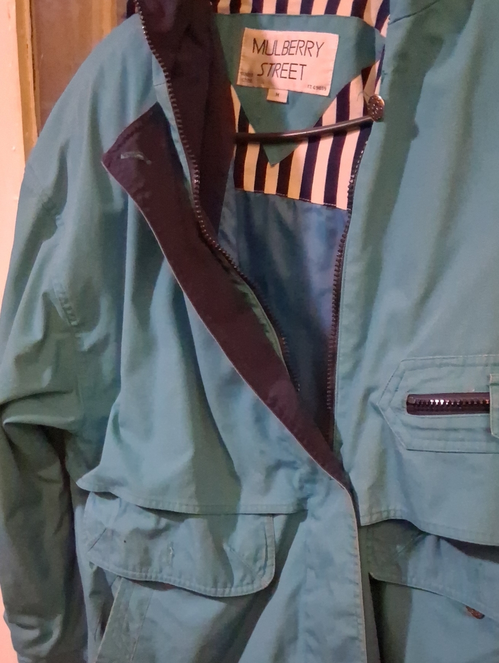 Mulberry Teal Field Jacket with Navy Trim